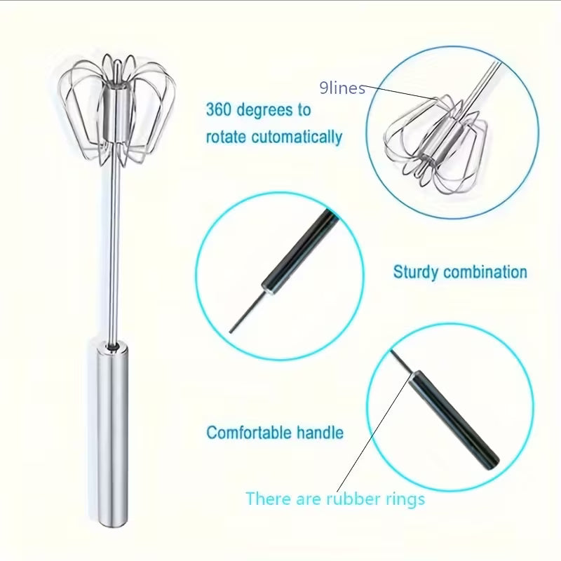 Stainless Steel Hand Push Whisk and Milk Frother