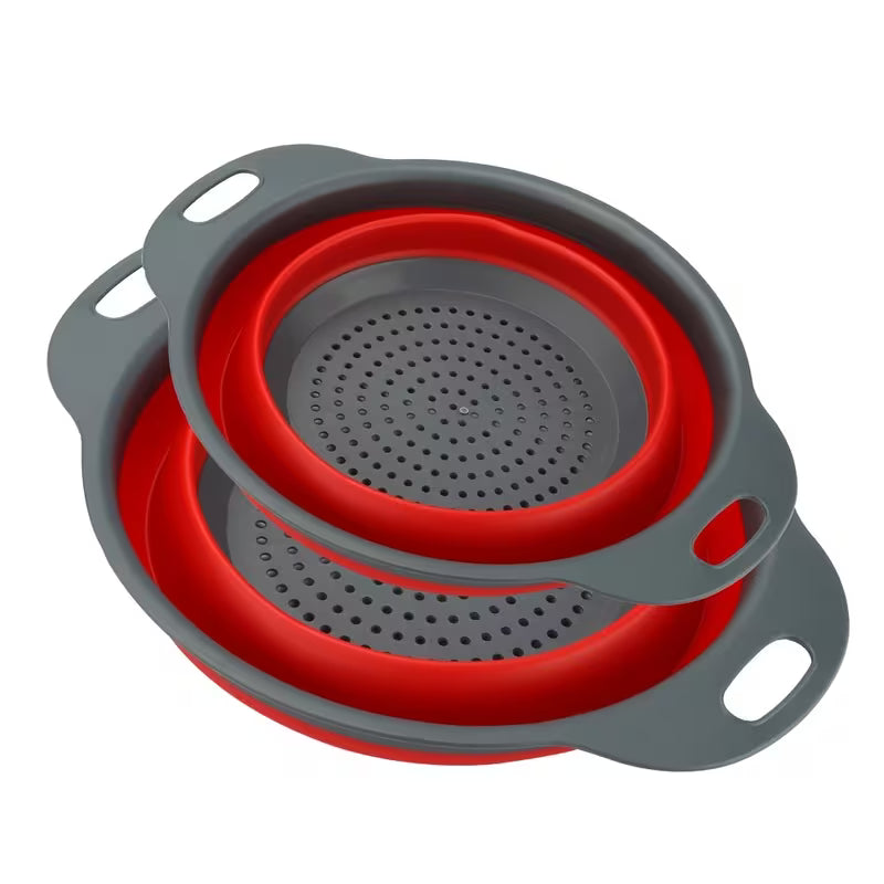 Collapsible Round Colander Set Large and Small Kitchen