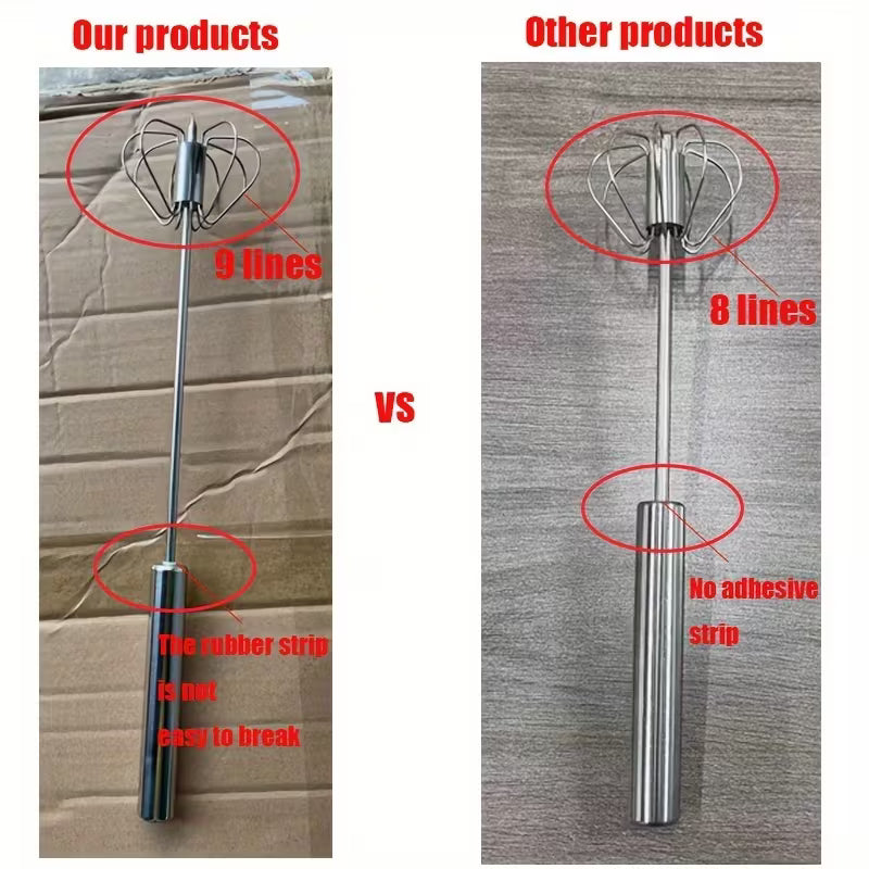Stainless Steel Hand Push Whisk and Milk Frother