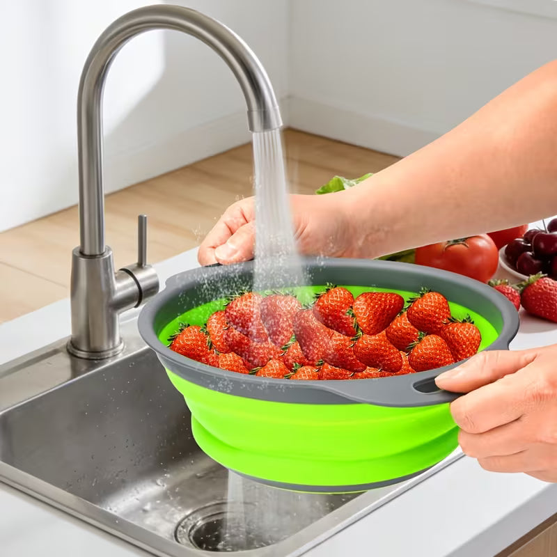 Collapsible Round Colander Set Large and Small Kitchen
