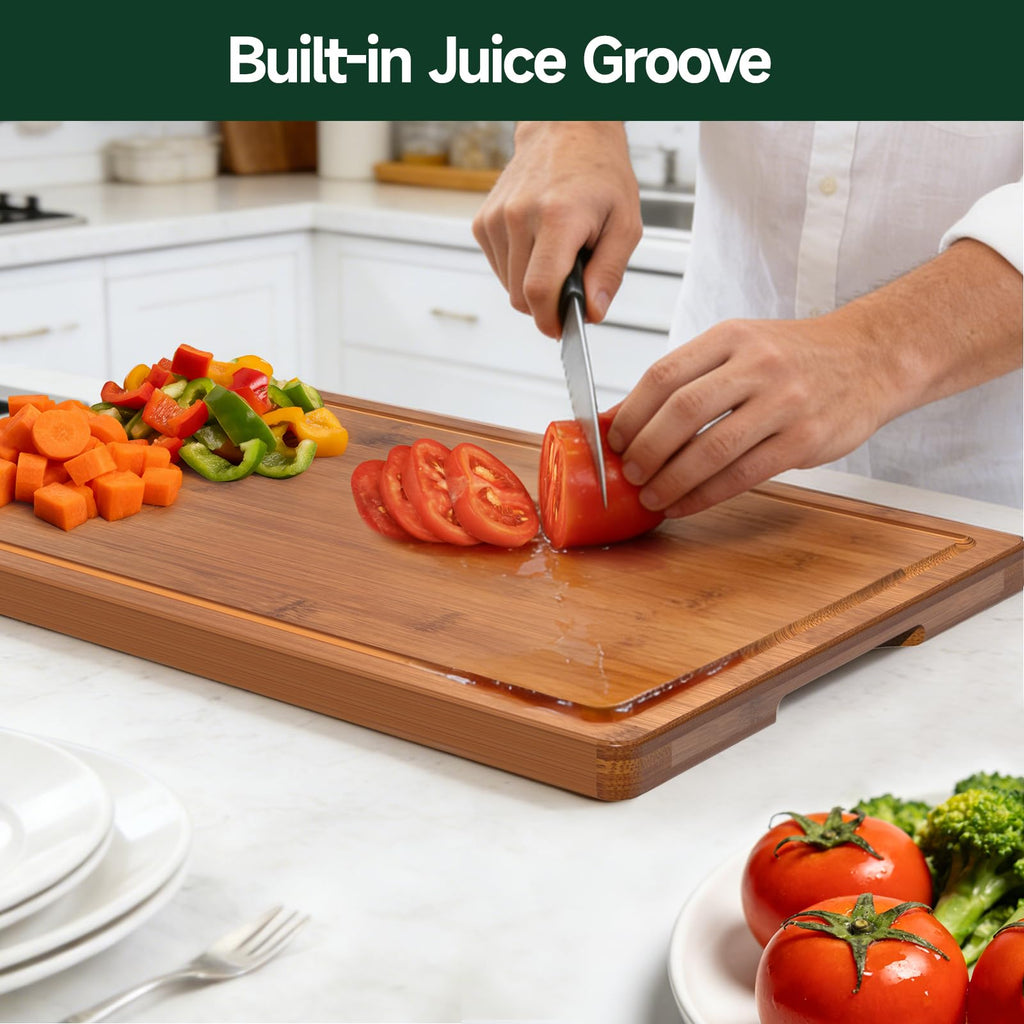 3 Piece Bamboo Cutting Board Set for Kitchen